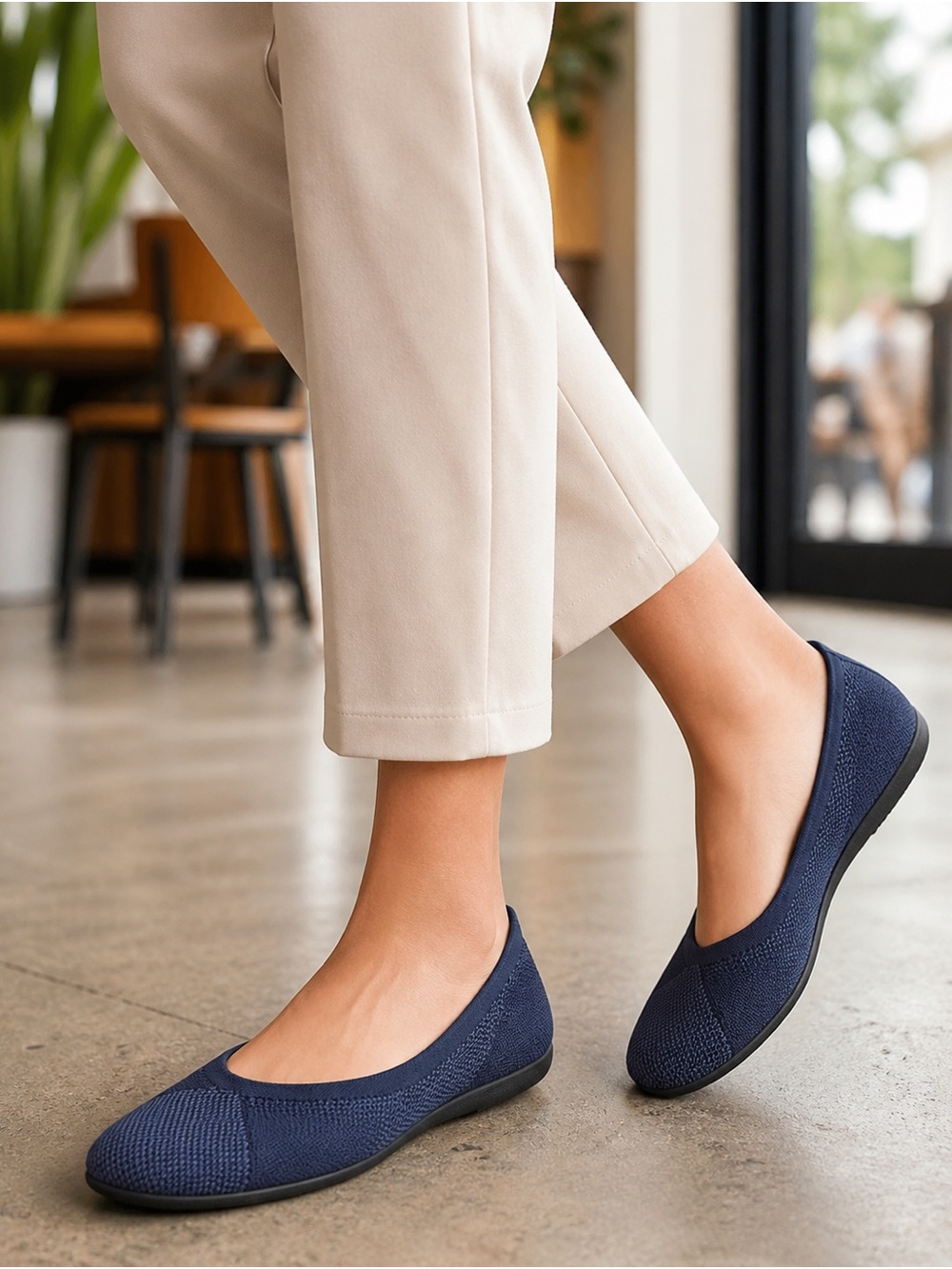 Clarks Cloudsteppers Women’s Navy Knit Flats 12W Cushion Soft Slip On Shoes